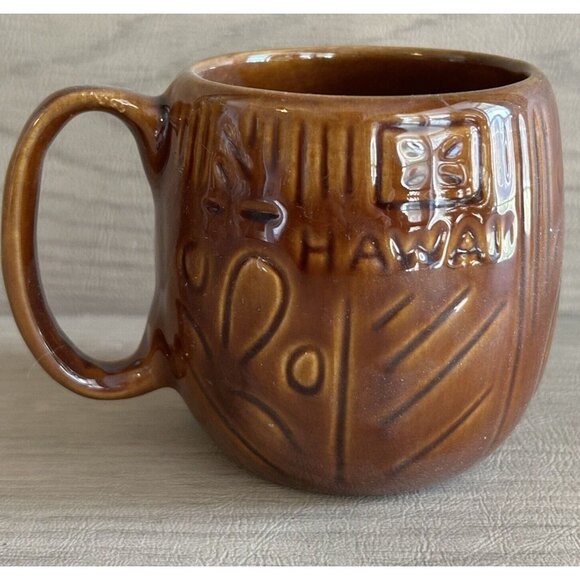 Vtg Hawaiian Betty Peke Mug Kavacraft Tiki Cup Made In Hawaii Brown Personalized - Picture 3 of 8